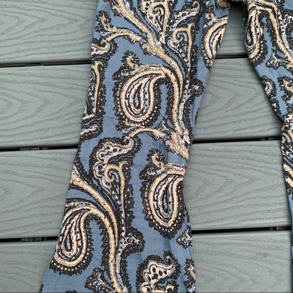 FREE PEOPLE Paisley Print Linen Blend Bell Bottom Pants Boho Chic Women’s Small - Picture 10 of 10
